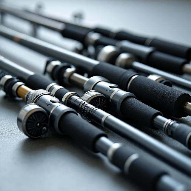 Sammlung hochwertiger Angelruten und Rollen für Angler